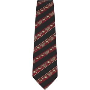 Rene Chagal Italian Design Mens Duck Farm Gate Striped Tie Black Red Novelty